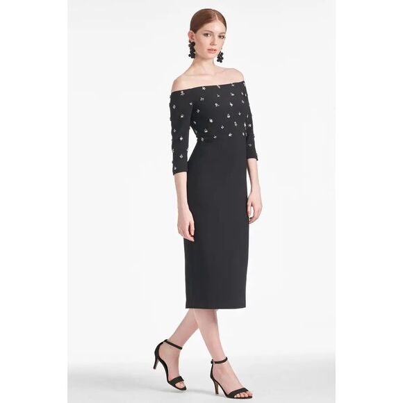 Sachin‎ & Babi NWT Fatima Off-The-Shoulder Midi Dress Size 10 MSRP $695 - Picture 1 of 7
